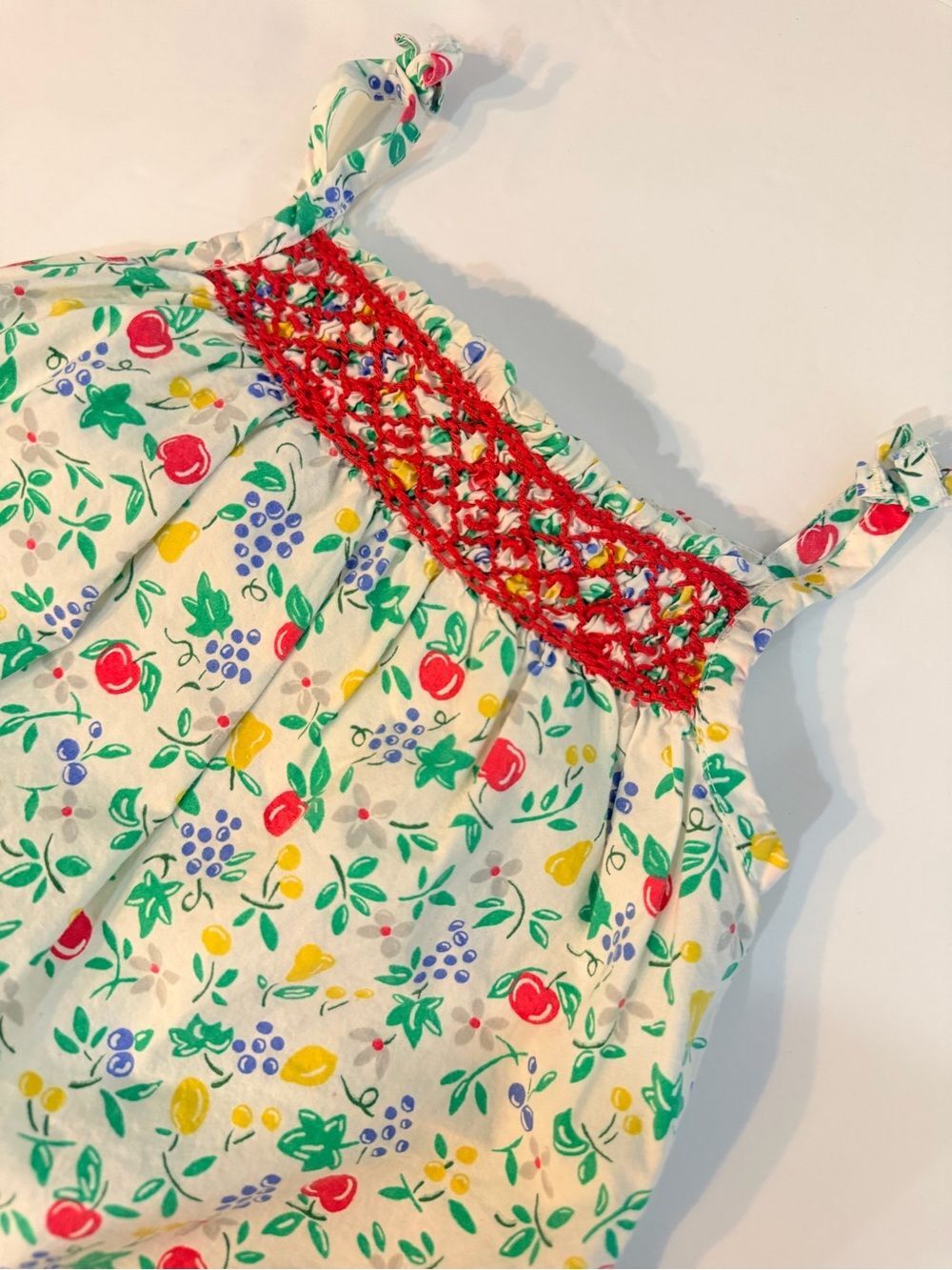 Baby Boden Girl Tank Top Fruit 6-12 months Red Lined Cotton